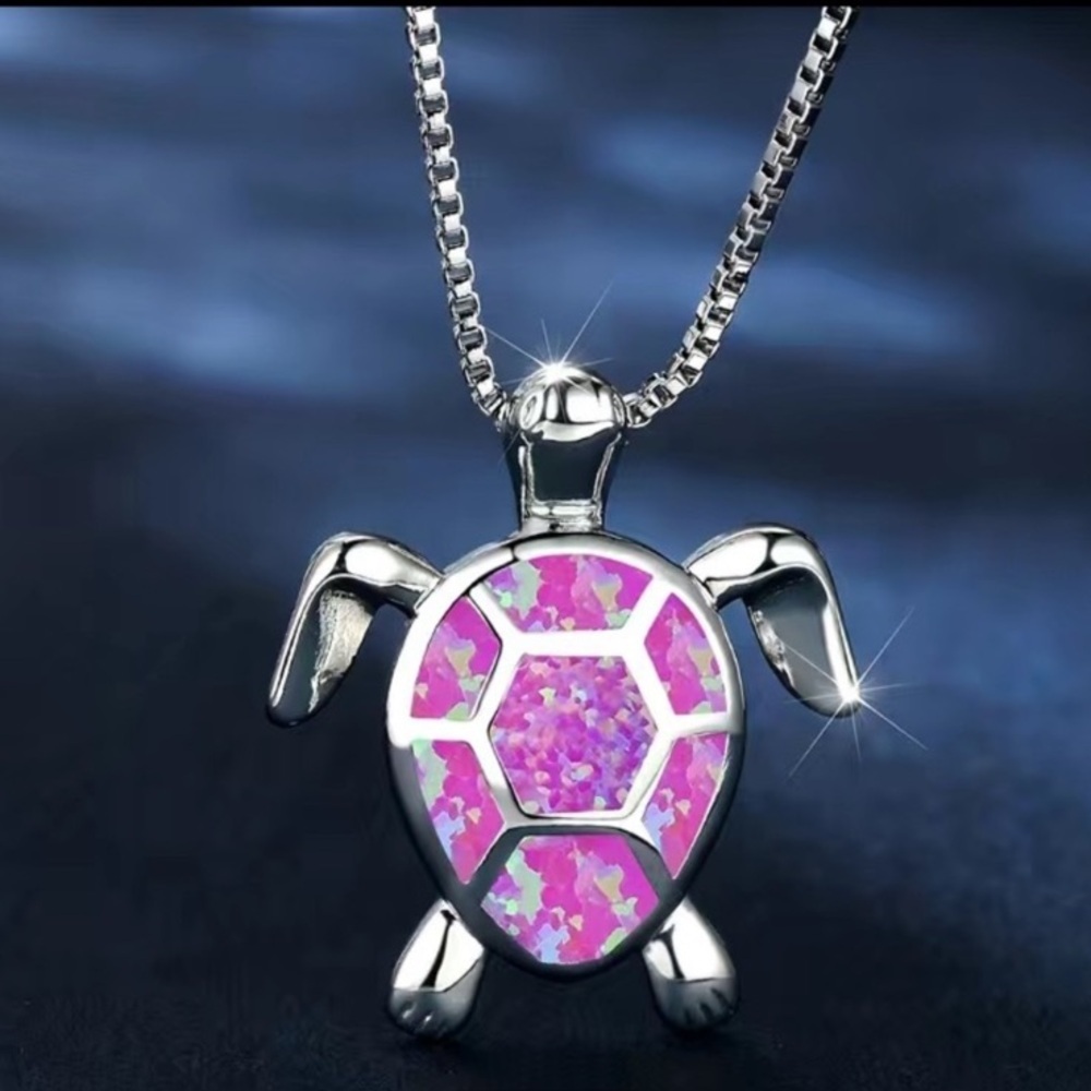 Pink Opalescent Sea Turtle Necklace